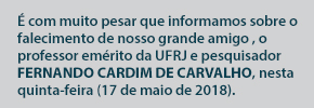 Nota de falecimento do professor Fernando Cardim de Carvalho